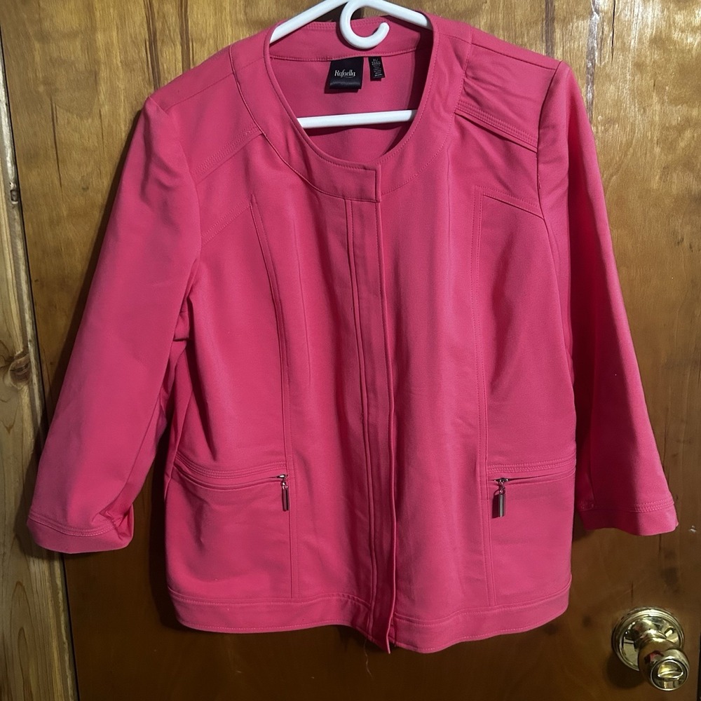 Womens Blazer hot pink size XL Rafella Zipper Pocket Detail‎